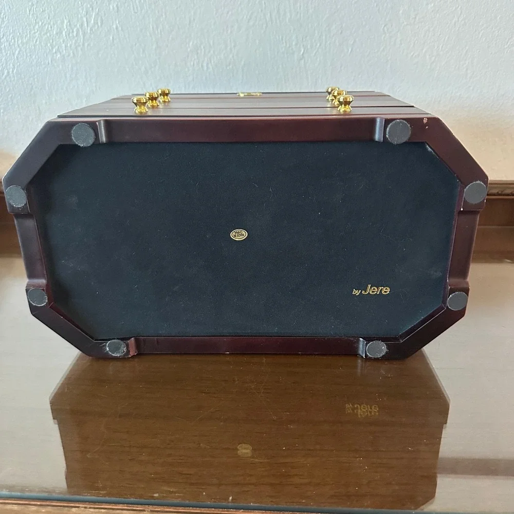 Jere Wooden Jewelry Box Chest Large 3 Drawer Locking Cherry Finish Organizer